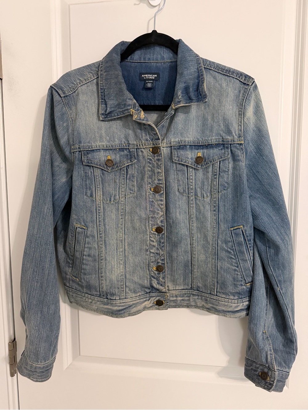 American Living-Light Wash Denim Jacket - Blue-Distressed